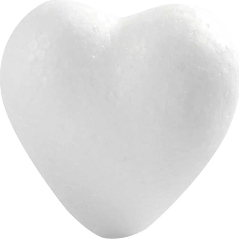 Hjerte i styropor 6 cm hvid, 50 stk.