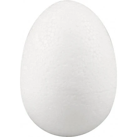 Styroporæg H:7 cm, hvid – 50 stk.