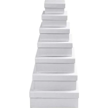 Uden mærke Kvadratiske æsker 7 stk. Hvid, 9–21 cm (7 størrelser)