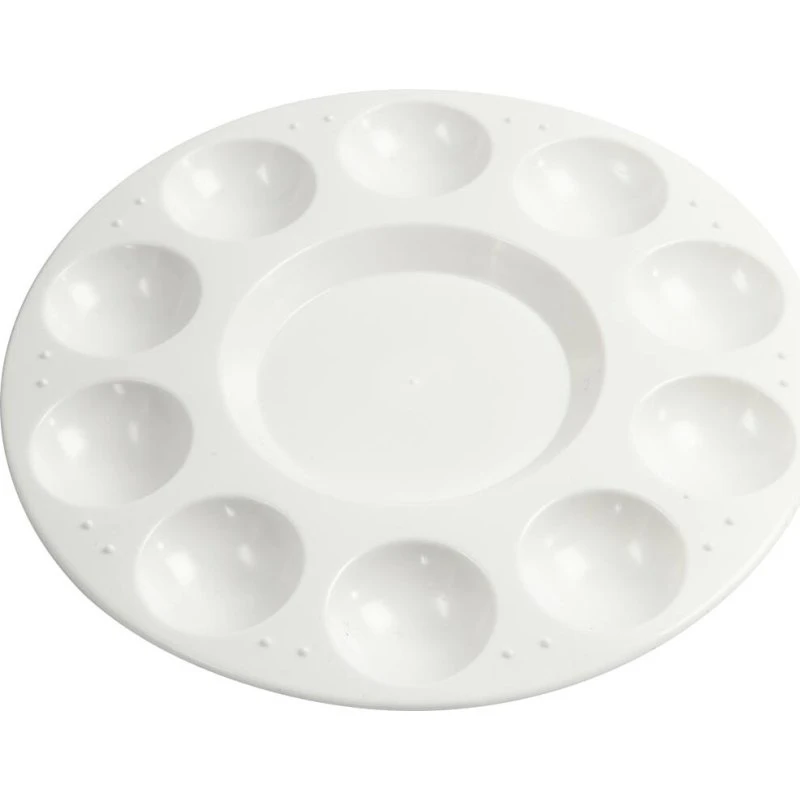 Palette ø 17 cm, hvid – plast med 11 rum (1 stk)
