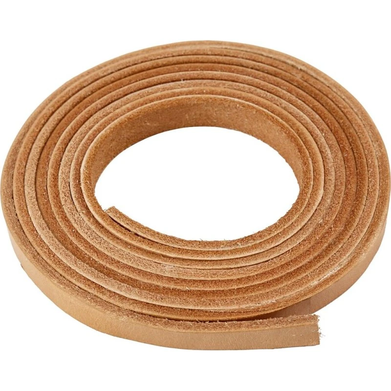 Læderbånd 10 mm x 3 mm, natur - 2 m