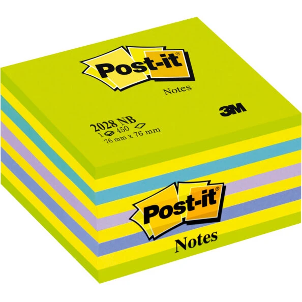 Post-it Note Cube 76x76 mm Farvemix Neon - 450 ark