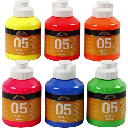 A-Color akrylmaling neon 05 – 6 x 500 ml