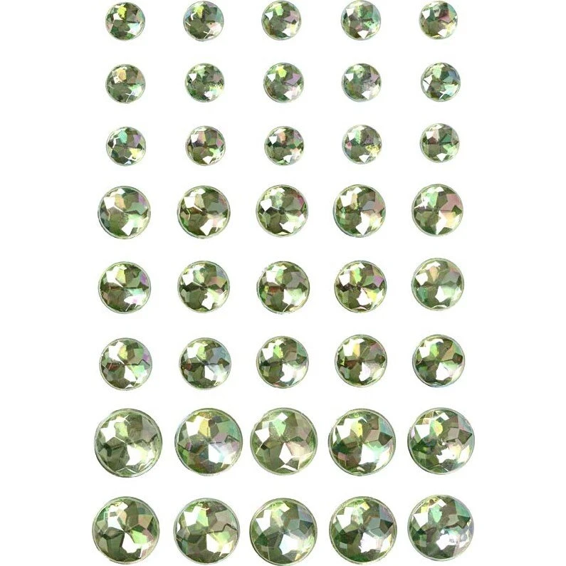 Rhinsten Selvklæbende Grøn 6/8/10 mm – 40 stk.