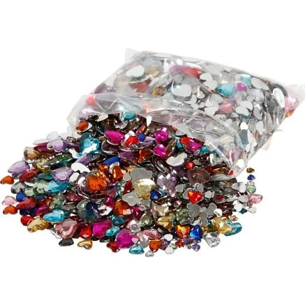 Rhinsten mix, ø 6/10/14 mm, 2520 stk, assorterede farver