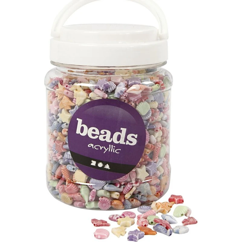 CC Hobby Pastelmix perler 9-12 mm, hul 1,2 mm, 700 ml