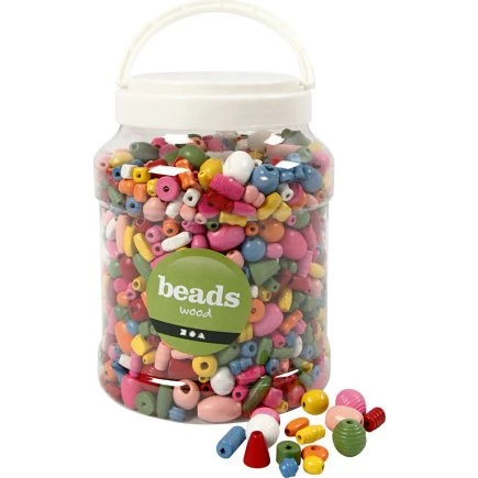 Creativ Company Træperler 5–28 mm, hul 2,5–3 mm, 2 L