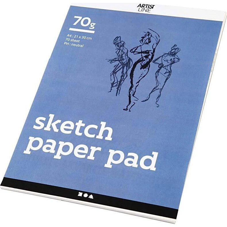 Skitseblok - A4 70 g - 70 ark - Hvid (210x297 mm)