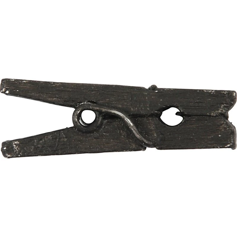 Minitøjklemme 25 mm sort, malet træ - 36 stk