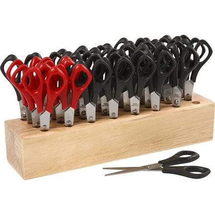 Skolesæt med skolesakse og træholder 14 cm, rund spids (26H/6V)