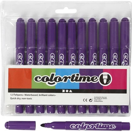 Colortime tusch 5 mm, mørk lilla, 12 stk.