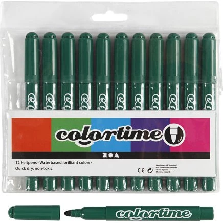 Colortime Tusch 5 mm, mørk grøn, 12 stk.