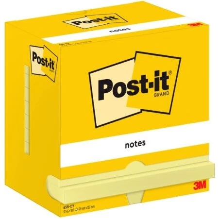 Post-it 655 Canarygul 76×127 mm, 12 blokke (100 ark)