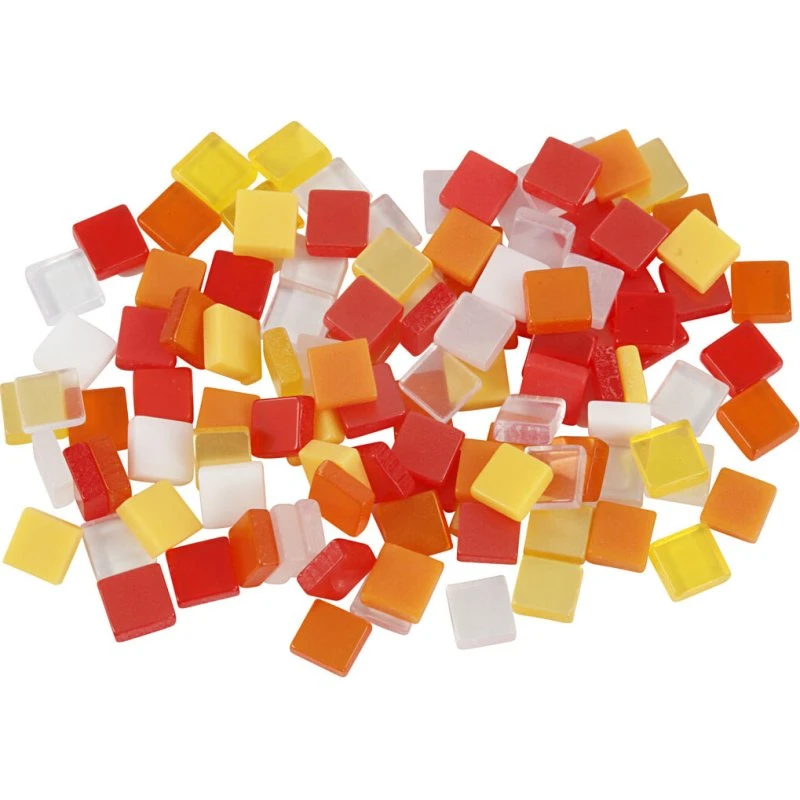 Minimosaik 5x5 mm, 2 mm tykkelse – Rød/Orange (25 g)