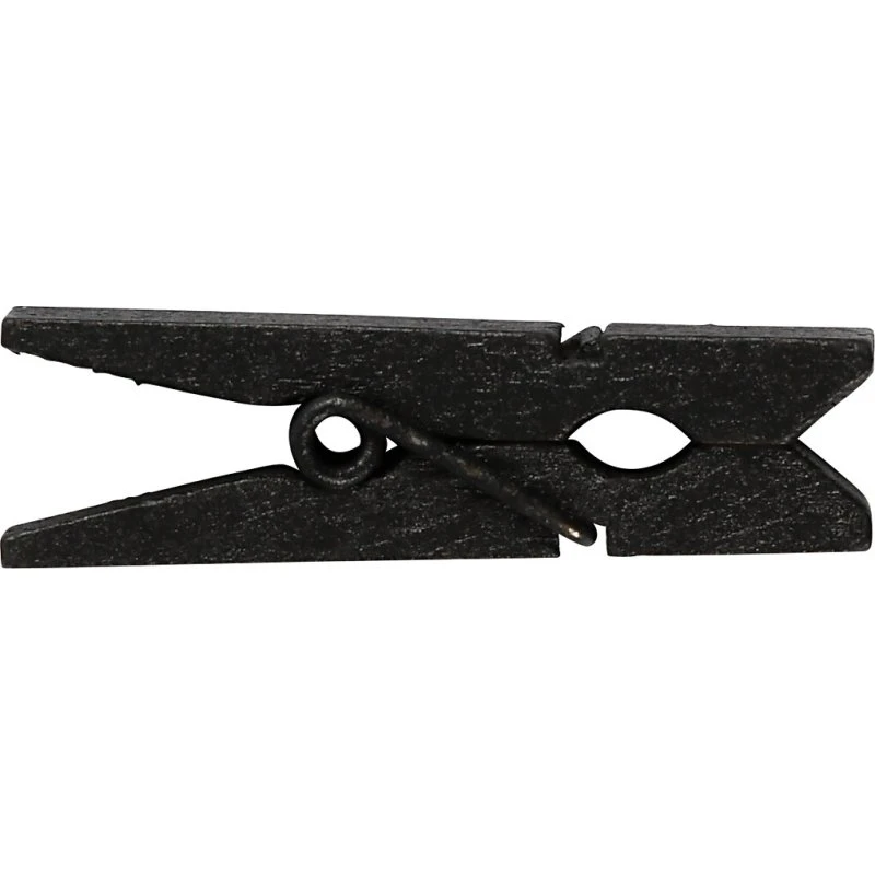 Minitøjklemme 35x7x9 mm sort - 20 stk