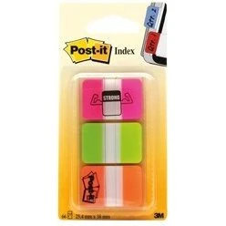 Post-it Index Strong 25,4×38,1 mm – 66 stk, neon (3 farver)