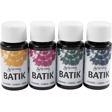 Schjerning Batikfarve sæt 4x50 ml – marine, grøn, pink, majsgul