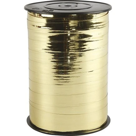 Gavebånd Metal Guld 10 mm blank - 250 m rulle