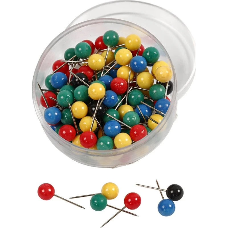 Kortnål L 17 mm Ø 6 mm, assorterede farver - 100 stk