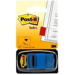 3M Post-it Indexfaner 25,4x43,2 mm - blå - 50 stk