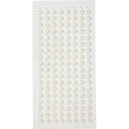 Halvperler 5 mm selvklæbende, hvid, 144 stk