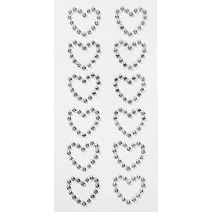 Rhinstenshjerter 23x21 mm - sølv, 12 stk