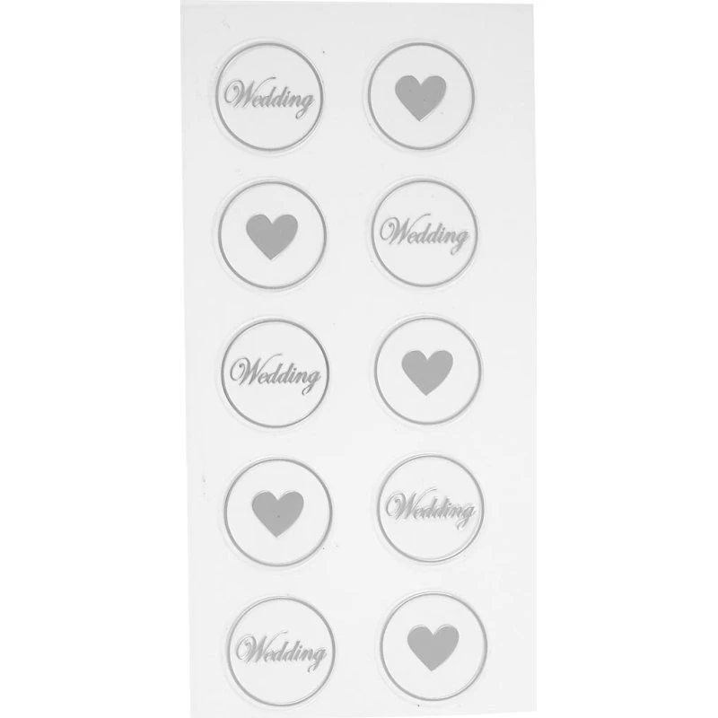 Uden mærke Hjerte klistermærker til bryllup, sort, 2 ark