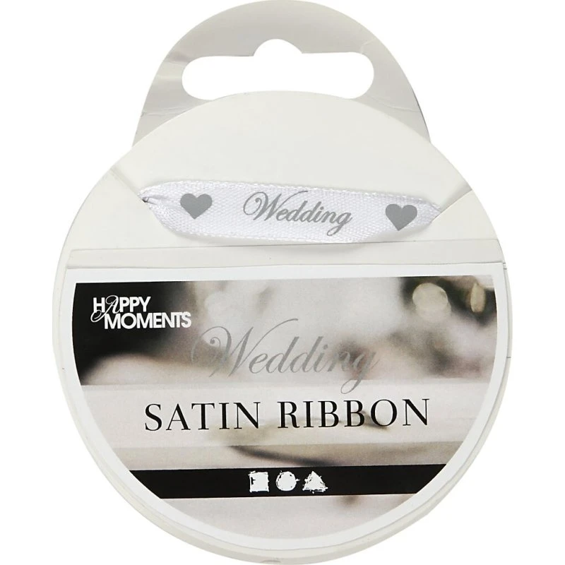 Satinbånd 10 mm x 8 m, hvid