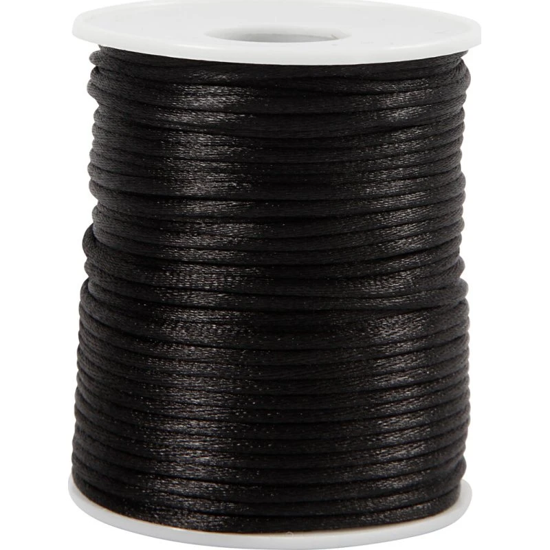 Satinsnor 2 mm, sort – 50 m