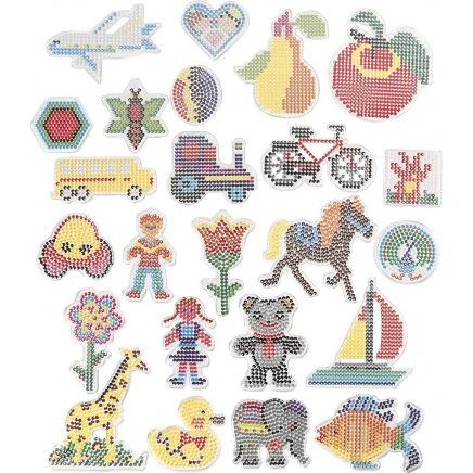 Perleplader 7x7,5–14x16 cm, 24 stk. (transparent akryl)