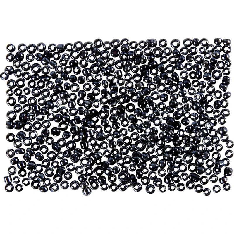Rocaiperler Glasperler 15/0 Ø1,7 mm hul 0,5–0,8 mm 500 g, mørk grå