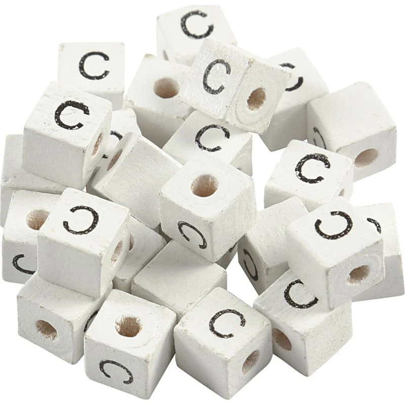 Unbranded Bogstavperle C 8x8 mm Træ Hvid 25 stk