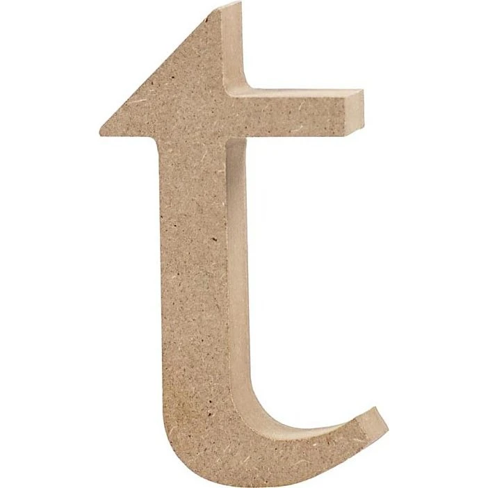 Bogstav i træ - lille 't' 10 cm (2 cm tyk)