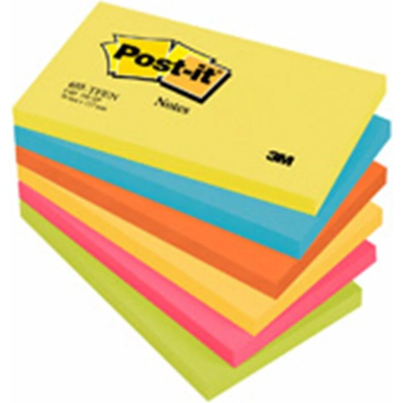 Post-it® Notes Energetic 76x127 mm, 6 stk. assorteret