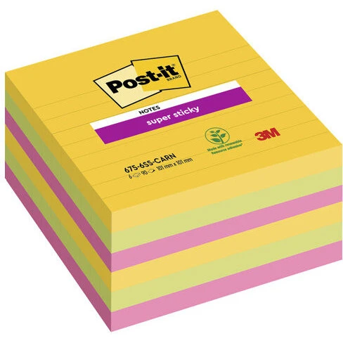 Post-it Super Sticky Notes Carnival 101×101 mm