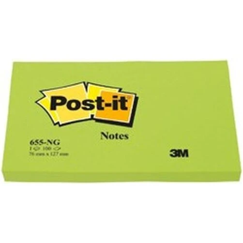3M Post-it Notes 76 x 127 mm - Neongrøn - 100 blade