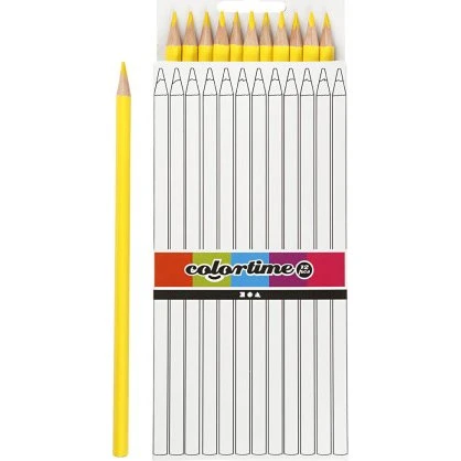 Colortime farveblyanter 17 cm, 3 mm mine, gul, 12 stk