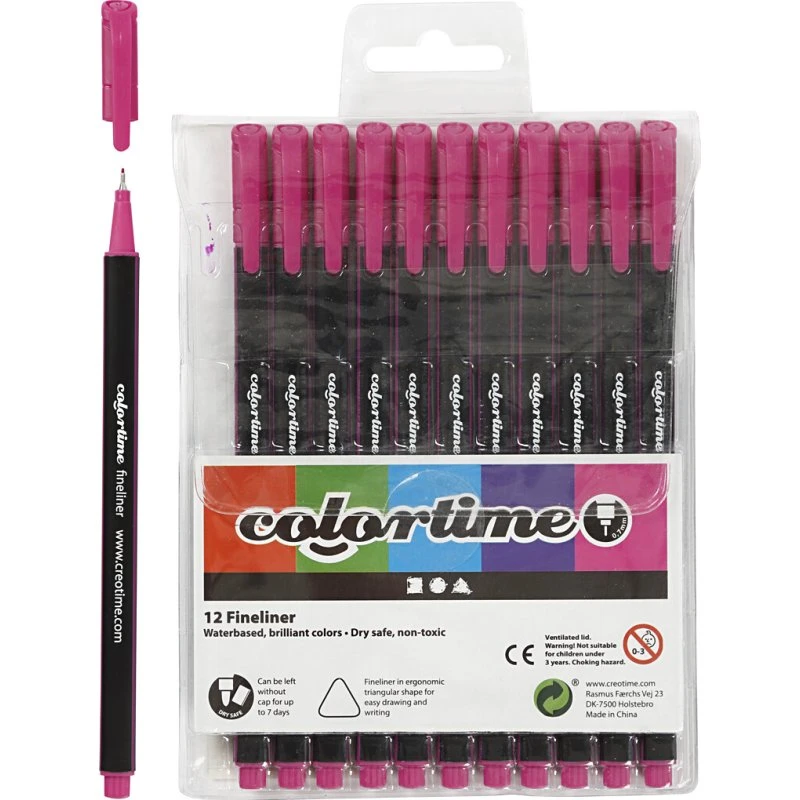 Colortime Fineliner 0,6-0,7 mm, cyklamen – 12 stk.