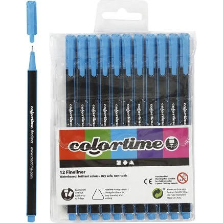 Colortime Fineliner 0,6-0,7 mm lyseblå – 12 stk.