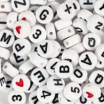 Creativ Company Bogstavperler 7 mm, hvid, hul 1,2 mm, 25 g
