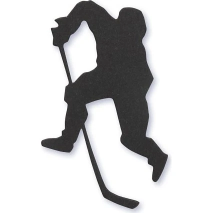 Happy Kartonmærkat ishockeyspiller 54x64 mm, sort, 10 stk.