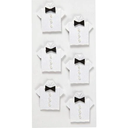 Stickers skjorte 33x35 mm hvid, 6 stk