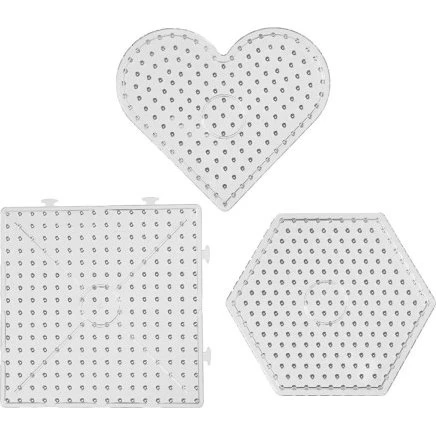 JUMBO Perlepladesæt klar 6 stk – hjerte/hexagon/firkant 15–17,5 cm