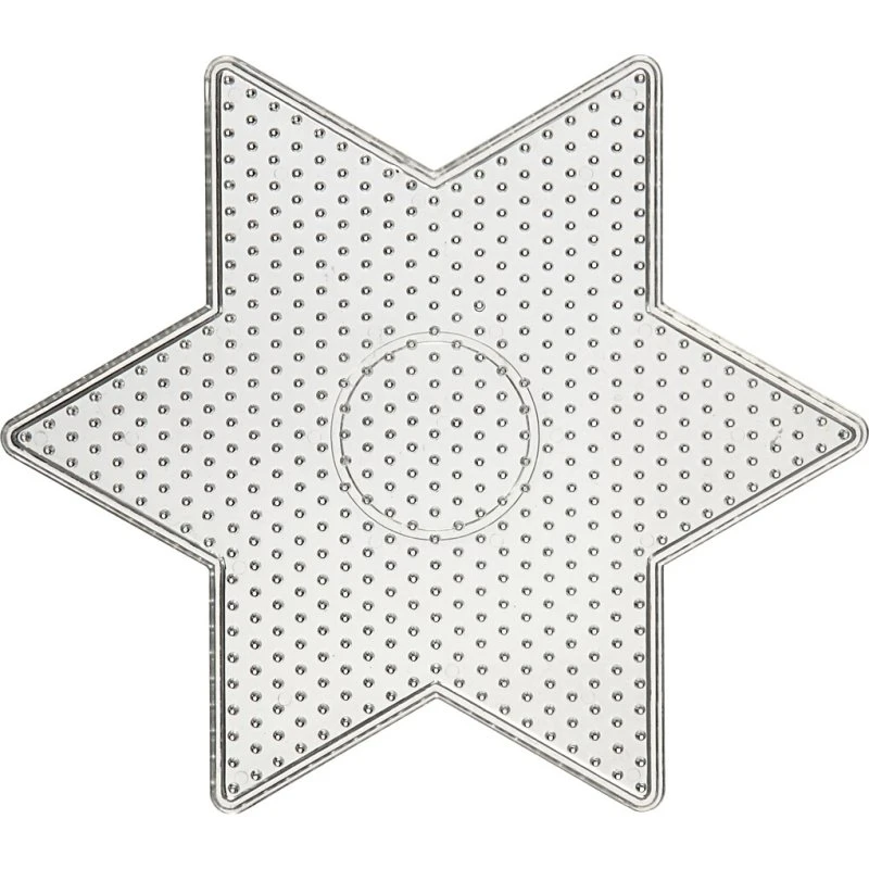 Perleplade - Stor Stjerne, 15x15 cm, klar (til medium rørperler)