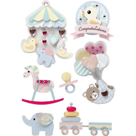 3D Stickers Baby – 8 stk (H25–70 mm, B20–55 mm, 7 mm)