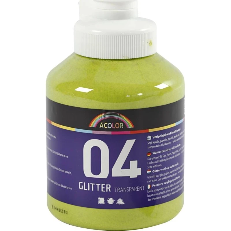 A-color Akrylmaling Glitter – Limegrøn 500 ml