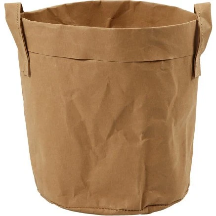 UdenMærke Opbevaringspose i læderpapir H20 x Ø19,5 cm, lys brun