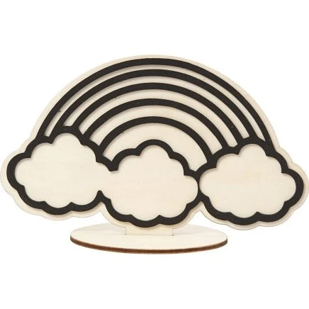 Uden mærke: Dekorationsfigur regnbue i træ H 10,5 cm