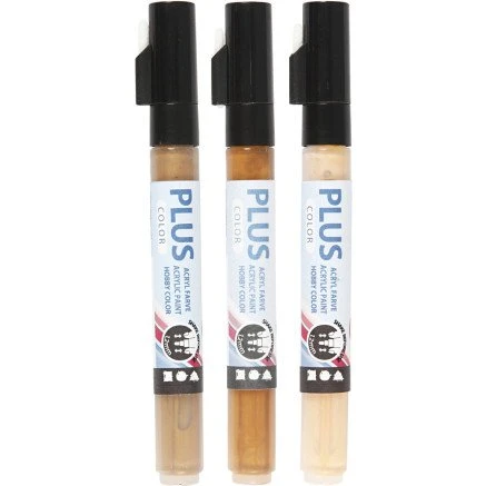 Plus Color Tusch L 14,5 cm – lys pudder, guld, raw sienna, 3 stk.