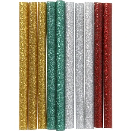 Universal Limstænger Mini 10 cm Ø7 mm, glitter – 10 stk.